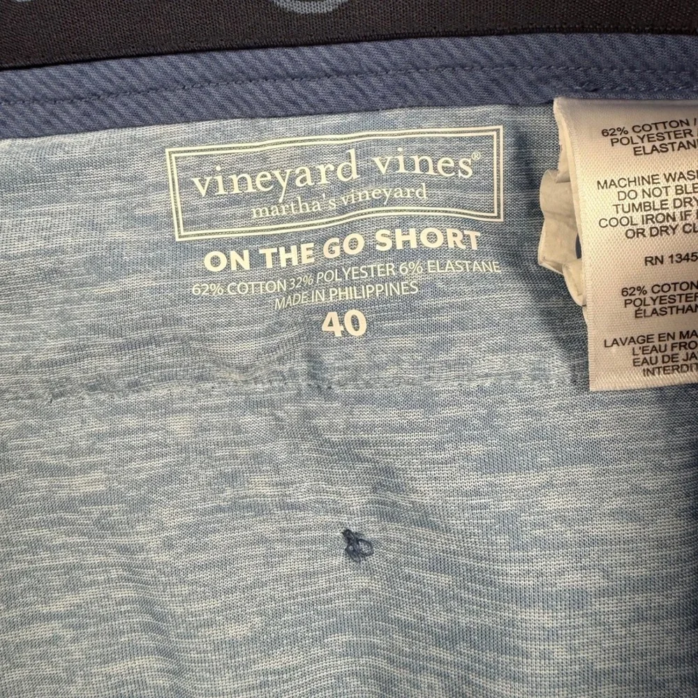 Vineyard Vines On The Go Shorts‎ Mens 40 Blue Textured Stretch 1H001052